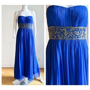 Aidan Mattox All Silk Beaded Empire waist Maxi Gown 8